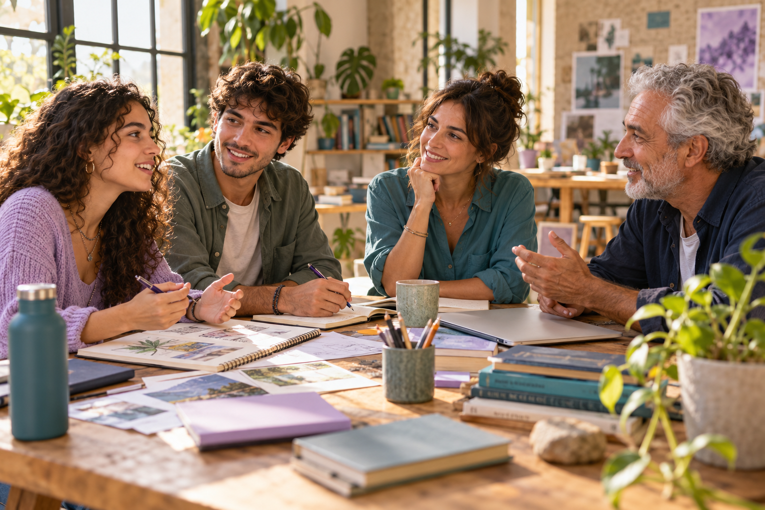 Personas de distintas generaciones compartiendo ideas y explorando su camino profesional