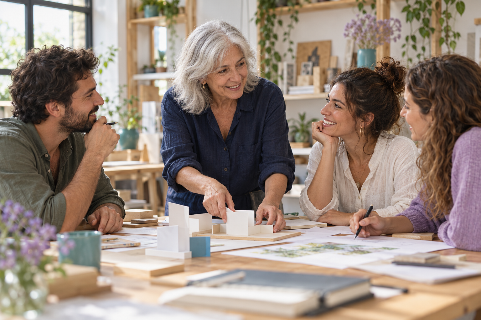 Una profesional comparte conocimientos en un taller entre generaciones